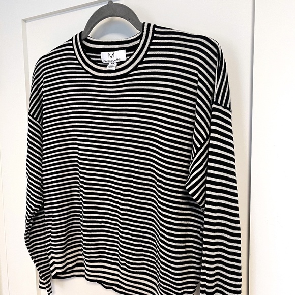 Magaschoni Black & White Striped Top minimalist delicate classic - Picture 5 of 5